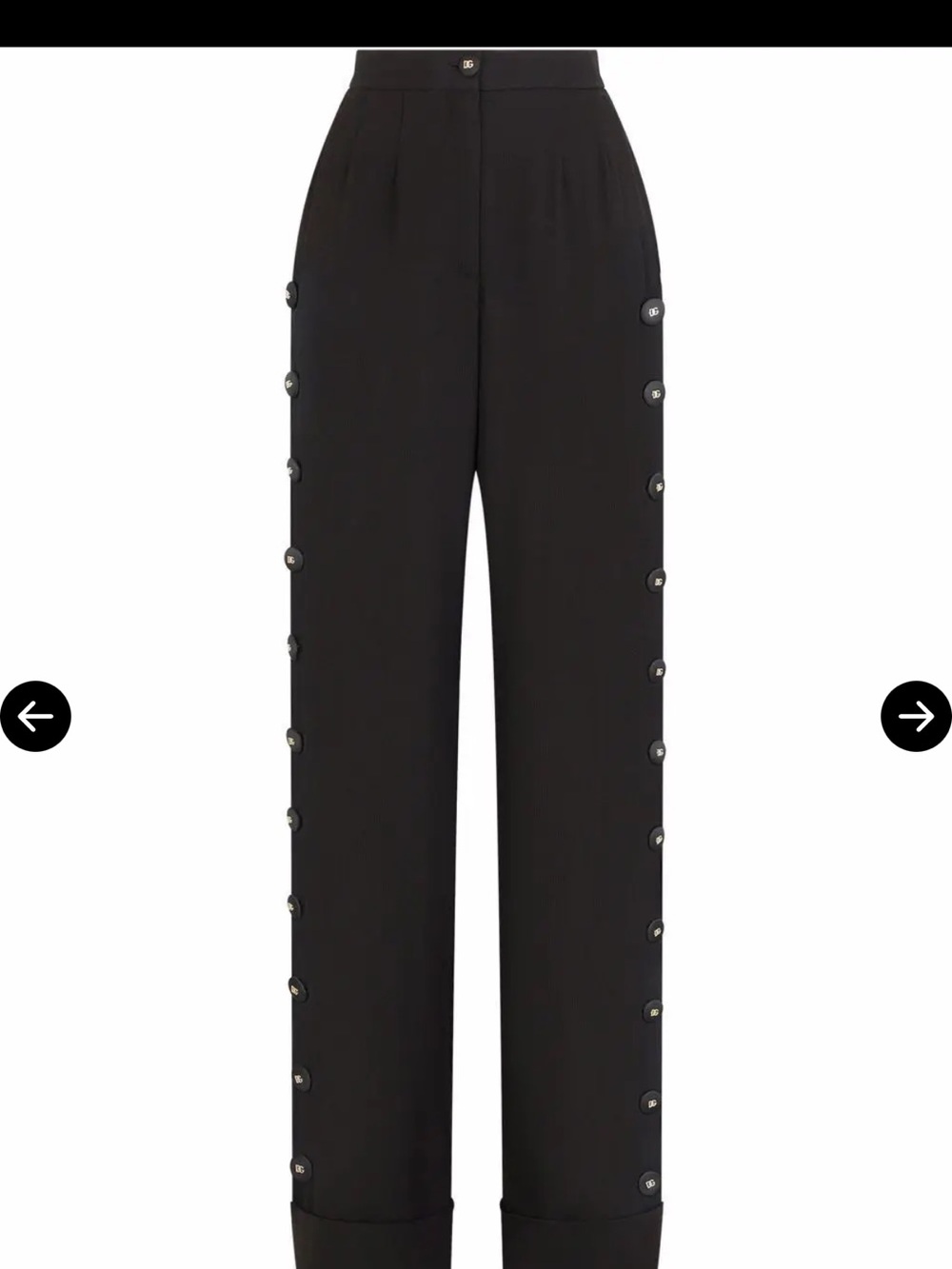 Dolce & Gabbana Black High-Waist Flared Pants with Gold Buttons